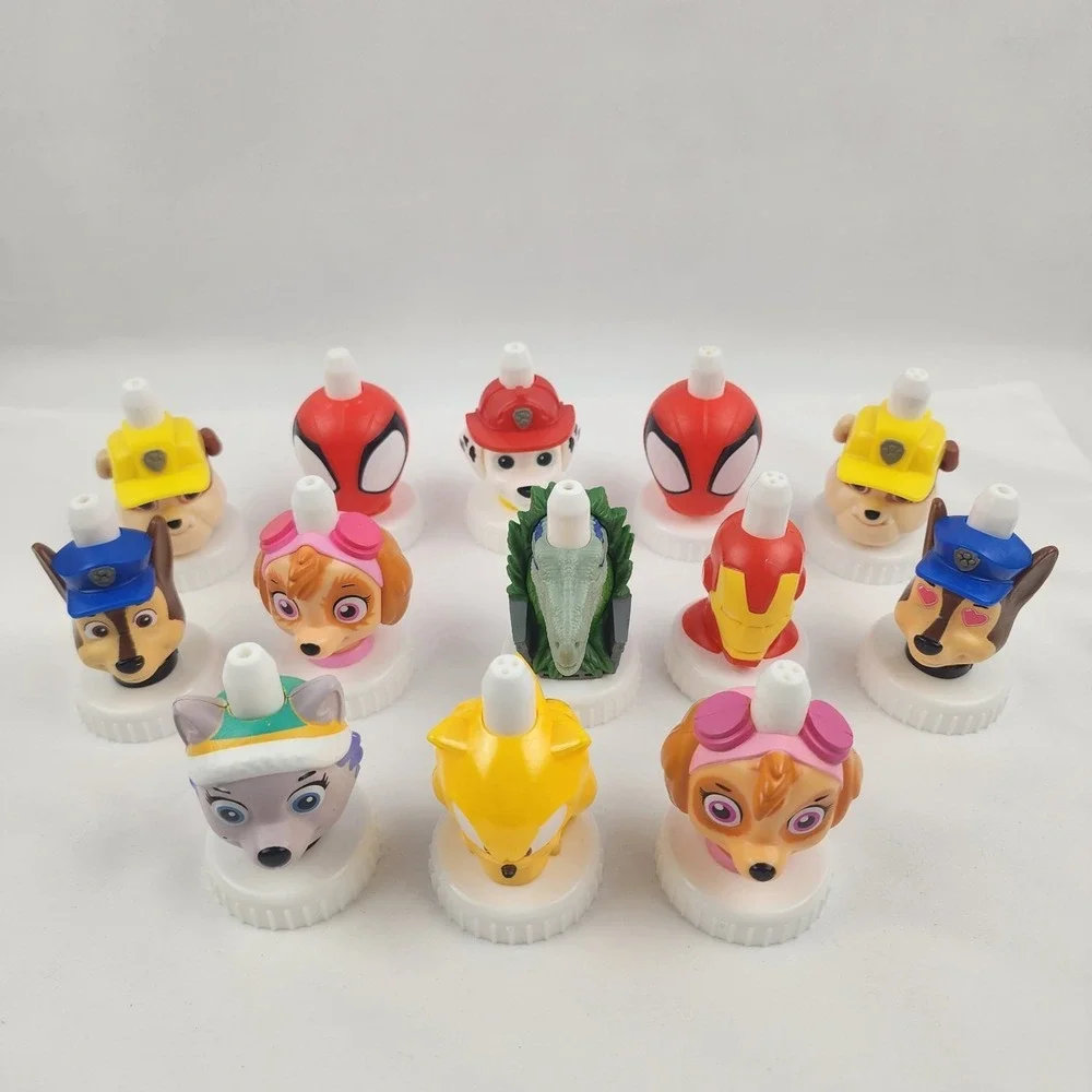 Mix Lot Of 13 Good 2 Grow Juice Toppers Sega Paw Patrol Spiderman Jurastic Park - Picture 1 of 4
